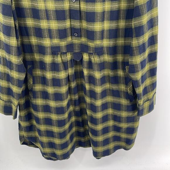 Banana Republic cotton flannel long sleeve 1/4 button down babydoll dress sz L - Picture 4 of 6